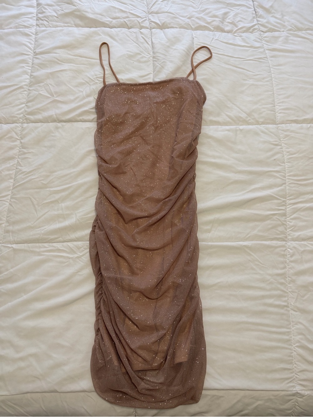 Windsor Sparkle Ruched Slip Dress - Nude